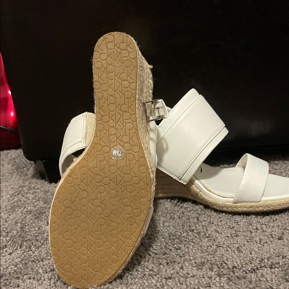 Calvin Klein White Espadrille Sandals